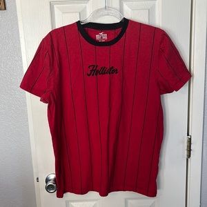 Hollister Mens size large red/black striped t-shirt. Good used condition